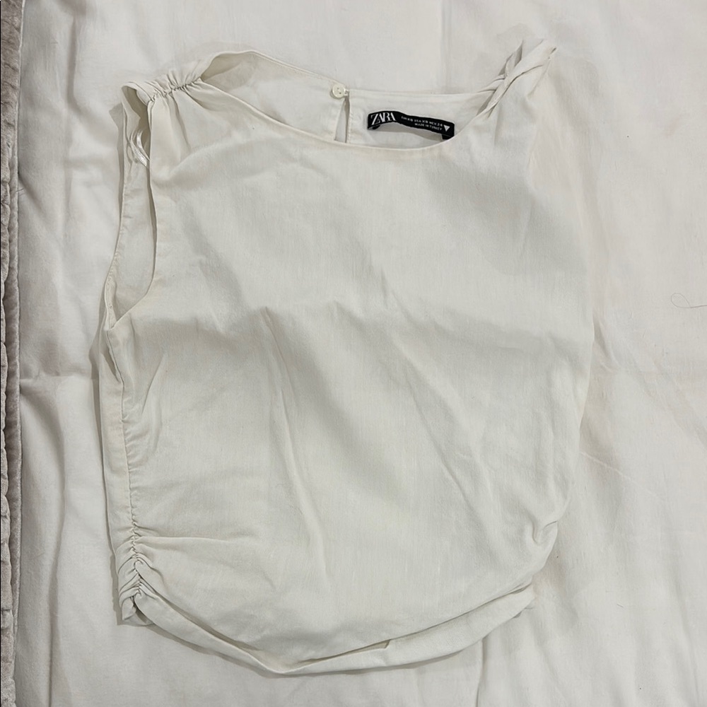 Zara Gray Ruched Sleeveless Top
